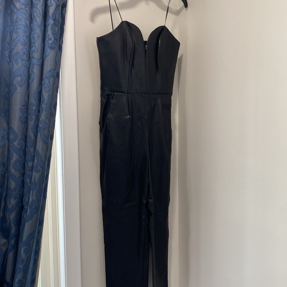 Amanda Uprichard Cherri Strapless Faux-Leather Jumpsuit - Picture 4 of 10